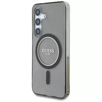 Guess Glitter Circle Classic Logo MagSafe-skal för Samsung Galaxy S25 svart