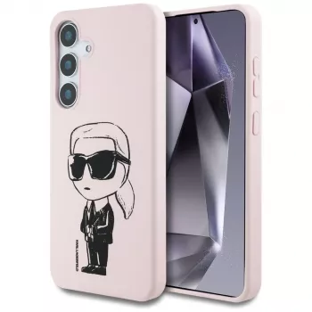KARL LAGERFELD Silicone Graffiti Ikonik Printed Logo MagSafe-skal för Samsung Galaxy S25 – rosa