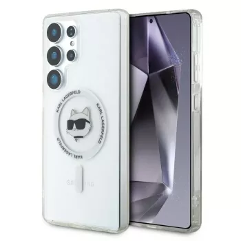 Karl Lagerfeld Button Choupette Head Printed Logo MagSafe-skal för Samsung Galaxy S25 Ultra vit