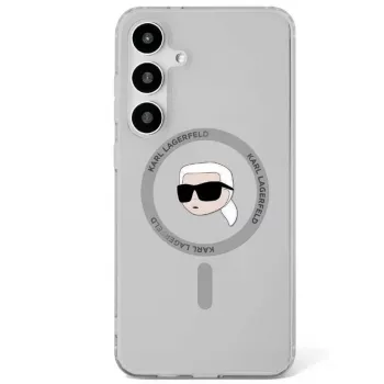 KARL LAGERFELD Button Karl Head Printed Logo MagSafe-skal för Samsung Galaxy S25, svart