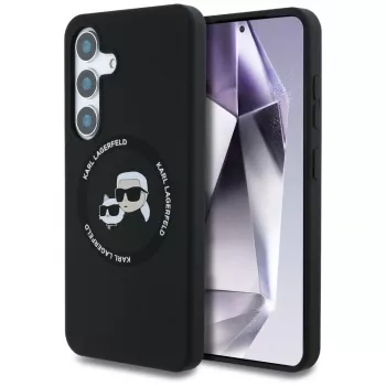 Karl Lagerfeld Silicone DoubleHeads And Circle MagSafe-skal för Samsung Galaxy S25, svart