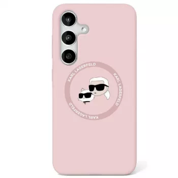 Karl Lagerfeld Silicone DoubleHeads And Circle MagSafe-skal för Samsung Galaxy S25+ rosa