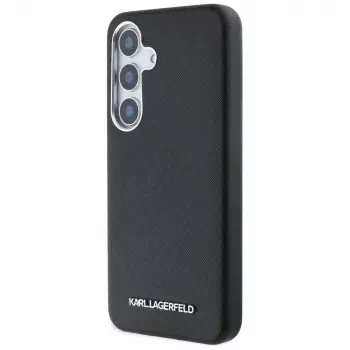 KARL LAGERFELD Saffiano FullWrapped Elongated Metal Logo MagSafe-skal för Samsung Galaxy S25+, svart