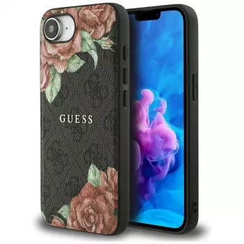 Guess 4G Flowers Print MagSafe-skal för iPhone 16e / 17e svart