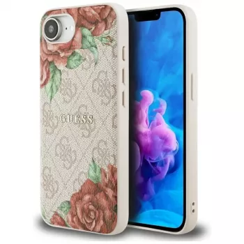 Guess 4G Flowers Print MagSafe-skal för iPhone 16e / 17e rosa