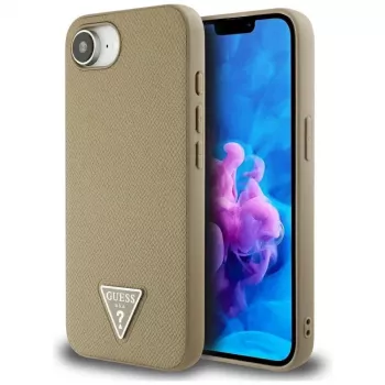 Guess Grained Triangle MagSafe-skal för iPhone 16e (brun)