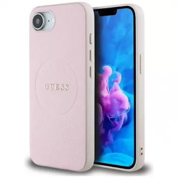 Guess Grained Ring MagSafe-skal för Apple iPhone 16e (rosa)
