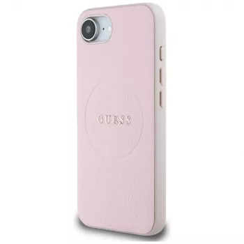 Guess Grained Ring MagSafe-skal för Apple iPhone 16e (rosa)