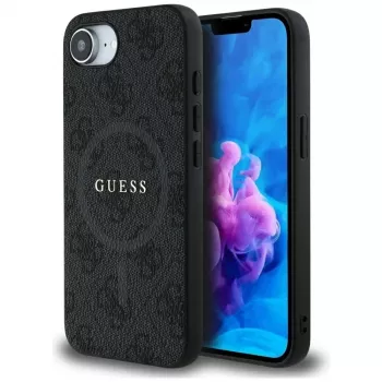Guess 4G Ring Classic Logo MagSafe-skal för iPhone 16e (svart)
