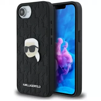 Karl Lagerfeld Monogram Karl Head Pin-skal för iPhone 16e / 17e, svart