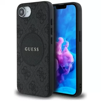 Guess 4G Circle Classic Logo MagSafe-skal för iPhone 16e – svart