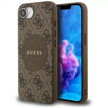 Guess 4G Circle Classic Logo MagSafe-skal för iPhone 16e (brun)
