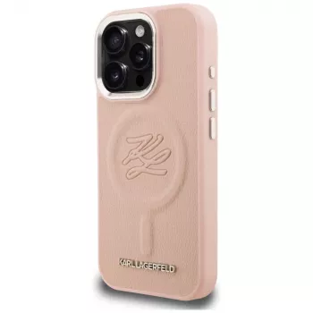 KARL LAGERFELD Initial & Metal Logo MagSafe-skal för iPhone 16 Pro Max rosa