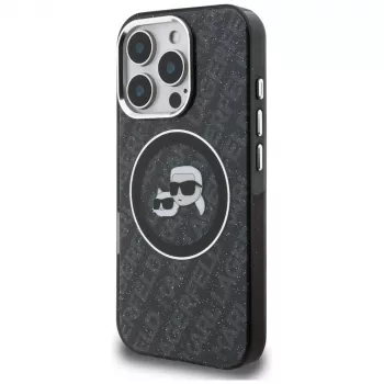 KARL LAGERFELD IML Glitter Karl & Choupette Heads Logo MagSafe Case för iPhone 16 Pro Max, svart