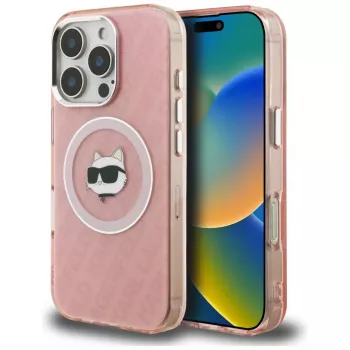 Karl Lagerfeld IML Choupette Head Logo MagSafe Case för Apple iPhone 16 Pro Max, rosa