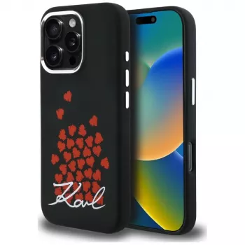 Karl Lagerfeld Silicone Heart SignLogo MagSafe Case för iPhone 16 Pro, svart