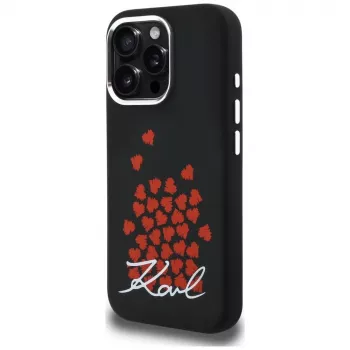 Karl Lagerfeld Silicone Heart SignLogo MagSafe Case för iPhone 16 Pro, svart
