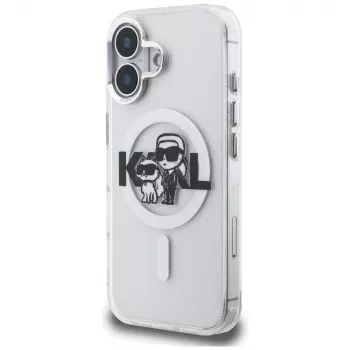 Karl Lagerfeld IML Glitter Karl & Choupette Sketch Logo MagSafe Case för iPhone 16, transparent