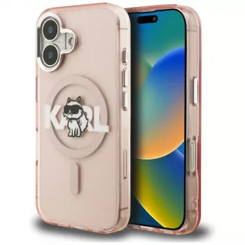 KARL LAGERFELD IML Choupette Sketch Logo MagSafe Case för iPhone 16, rosa