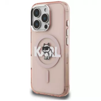 Karl Lagerfeld IML Choupette Sketch Logo MagSafe Case för iPhone 16 Pro, rosa