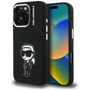 KARL LAGERFELD Silicone Karl Sketch MagSafe Case för Apple iPhone 16 Pro Max, svart