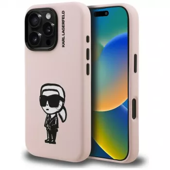 KARL LAGERFELD Silicone Karl Sketch MagSafe Case för iPhone 16 Pro, rosa