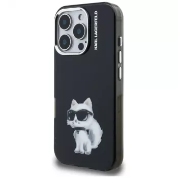 Karl Lagerfeld IML Aquarelle Choupette & Logo-baksideskal för Apple iPhone 16 Pro, svart