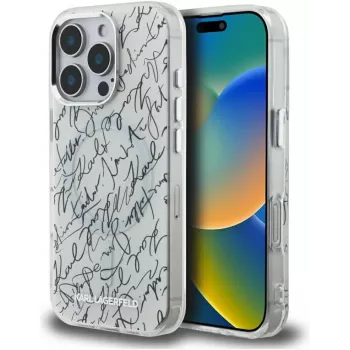KARL LAGERFELD IML Karl ScriptPattern MagSafe-skal för Apple iPhone 16 Pro Max – vit