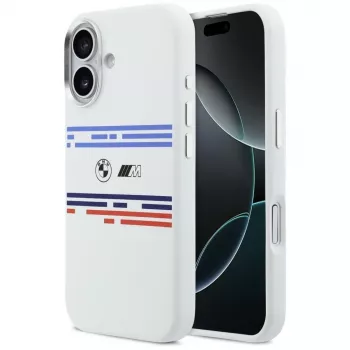 BMW M Silicon Horizontal Line MagSafe-skal för Apple iPhone 17, vit