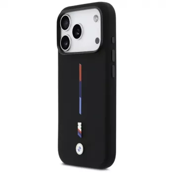 BMW M Silicon Tricolor Line MagSafe-skal för iPhone 17 Pro svart