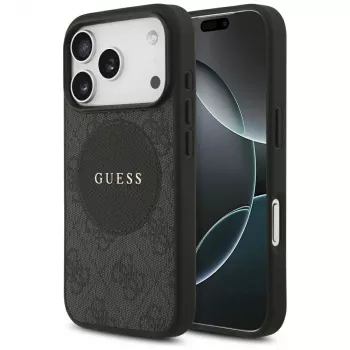 Guess 4G Circle Classic Logo MagSafe-skal för iPhone 17 Pro (svart)