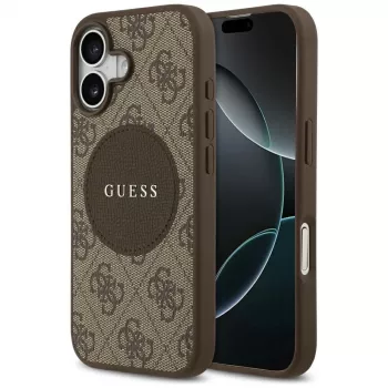Guess 4G Circle Classic Logo MagSafe-baksideskal för Apple iPhone 17 – brun