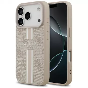 Guess 4G Printed Stripes MagSafe-skal för iPhone 17 Pro (rosa)