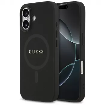Guess Saffiano Classic Logo MagSafe-skal för iPhone 17 – svart