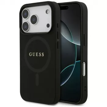 Guess Saffiano Classic Logo MagSafe-skal för iPhone 17 Pro, svart