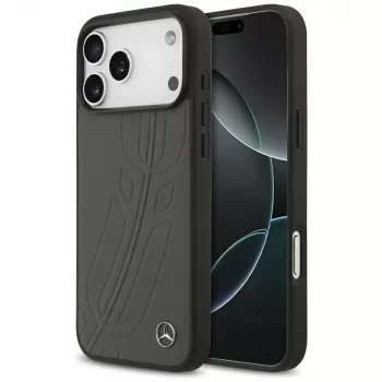 Mercedes Leather Large Laurel Leave MagSafe-skal för iPhone 17 Pro Max antracit