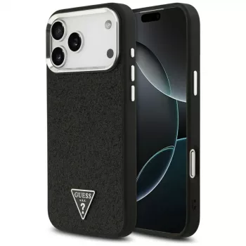 Guess Glitter Triangle Logo MagSafe-skal för iPhone 17 Pro Max svart