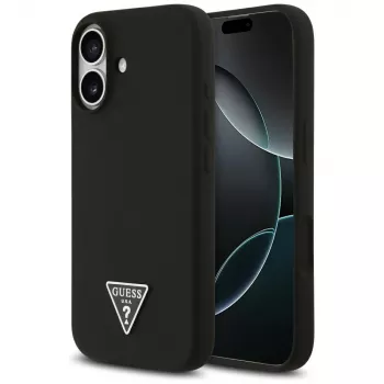 Guess Silicone Triangle Logo MagSafe-skal för iPhone 17 svart