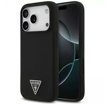 Guess silikon Triangle Logo MagSafe-väska för iPhone 17 Pro, svart