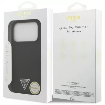 Guess Silicone Triangle Logo MagSafe-skal för iPhone 17 Pro Max (svart)