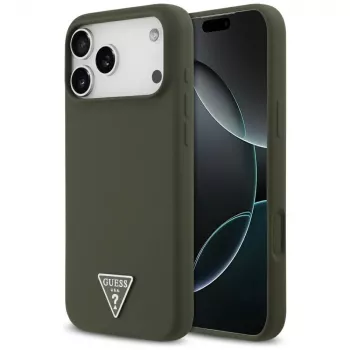 Guess Silicone Triangle Logo MagSafe-skal för iPhone 17 Pro Max (khaki)