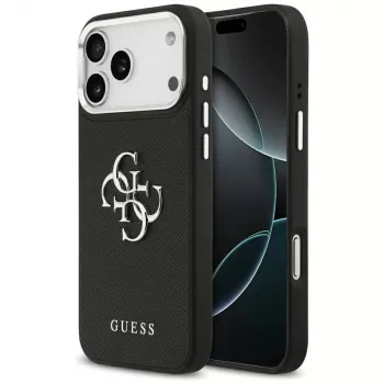 Guess Grained Big 4G Classic Logo-skal för iPhone 17 Pro Max – svart