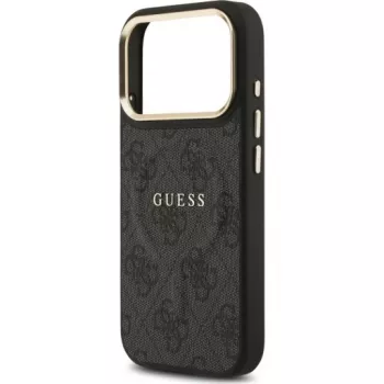 Guess 4G PU Classic Logo MagSafe-baksideskal för Apple iPhone 17 Pro svart