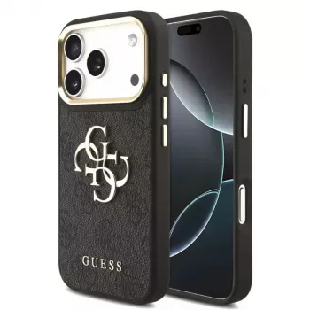 Guess 4G Big 4G Classic Logo-skal för iPhone 17 Pro Max (svart/guld)