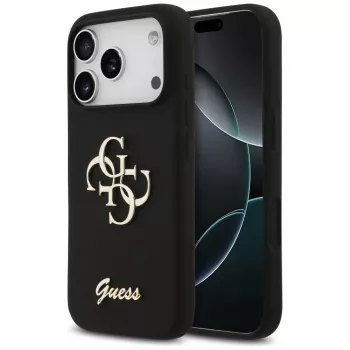 Guess Silicone Big 4G Script-skal för iPhone 17 Pro svart
