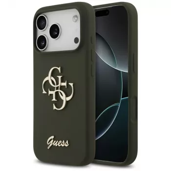 Guess Silicone Big 4G Script-skal för iPhone 17 Pro Max khaki
