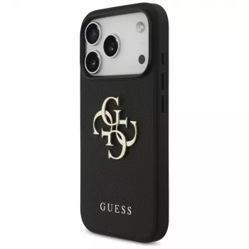 Guess Grained Big 4G & Classic Logo skyddsskal för Apple iPhone 17 Pro, svart