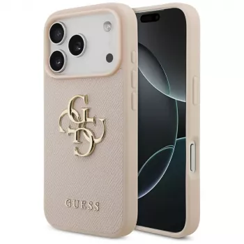 Guess Grained Big 4G & Classic Logo-skal för iPhone 17 Pro rosa