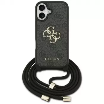 Guess 4G Big Logo Cord Strap Crossbody-skal för Apple iPhone 17, svart