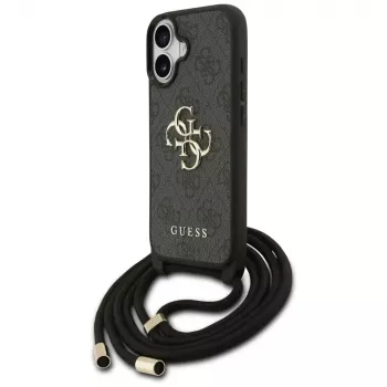 Guess 4G Big Logo Cord Strap Crossbody-skal för Apple iPhone 17, svart